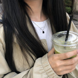 ミニブラックスクエアミニマルデイリーネックレス