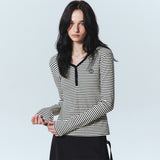 HOODY MINIMALISM STRIPE SLIM TOP_IVORY