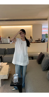 フレンチシャツ ルーズフィット ノースリーブTシャツ
