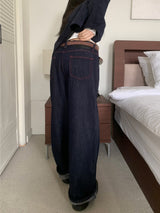 Penny Red Stitch Raw Wide Denim Pants