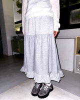 (2color) Line Dot Frill Skirt