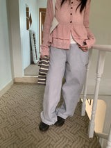 Mandy Grey Cotton Wide Pants