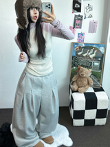 M,XL🤎2SIZE🤎 DOUBLE PINTUCK WIDE LONG BALLOON PANTS ❤🤎🖤🩶4COLOR