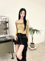 1435. Gradation ribbon off knit (2color)