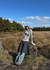 CHECK FLARE SKIRT