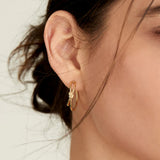 Minimal Line Note Hoop Ring 925 Silver Earring E029-02G (Worn by Actress Lee Joo-woo)