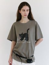 ローラキャットフレンズルーズフィットTシャツ カーキ