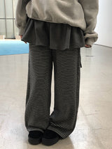 Xiao Stripe Brushed Wide Banding Pants