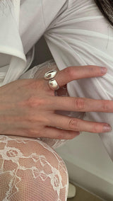 Silver ball shape open ring