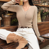 [BELLIDE MADE] River, Vネックスリムベーシックロングスリーブニットウェア