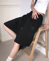 Scent U Studded Pintuck Banding Bermuda Sweatpants