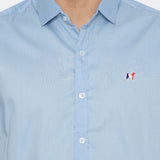 MON AKITA - Sato Men Short Sleeve Shirt Blue