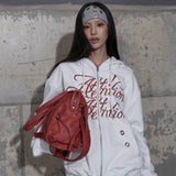 Belted Washing Leather Bag (Cherry Rad) F25QE990