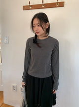 シューカンリブラウンド長袖Tシャツ