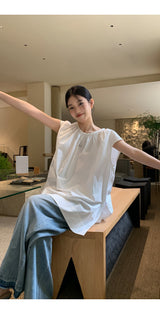 フレンチシャツ ルーズフィット ノースリーブTシャツ