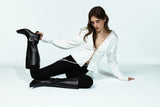Western buckles long boots