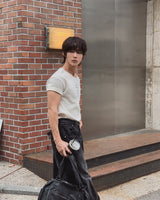 Cross Stud Ribbed Short Sleeve T-shirt
