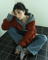 CROPPED HOODIE CARDIGAN - CHARCOAL