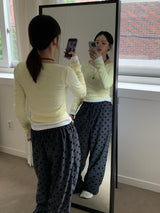 Poky Dot Embossed Velvet Long Pants (4c)