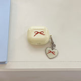 ribbon heart epoxy keyring(ivory)