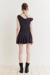 LILY FRILL DRESS charcoal