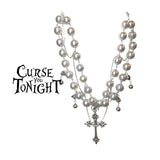 Large pearl cross pendant necklace
