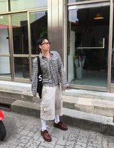 No.1827 GF linen crop check SHIRT