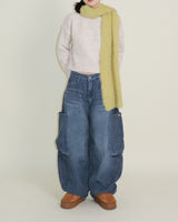 Square pocket balloon fit corduroy pants