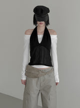 Blin Mesh Cowl Halter Top