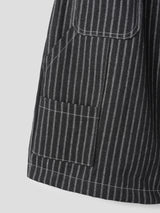 Striped Bermuda Carpenter Denim Wide Pants 2COLOR