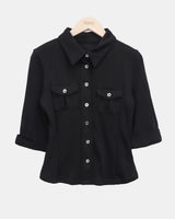 Daen Pocket Button Collar 7-Sleeve T-Shirt