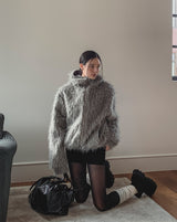 Lolo High Neck Fur Hooded Jumper