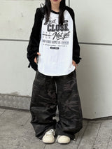 camo hip patch wide pants