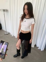 スポーツクロップラウンドショートスリーブTシャツ