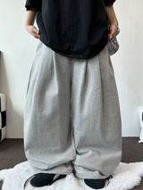 TWO DOUBLE PINTUCK BALLOON WIDE LONG PANTS 🤍🩶🖤3COLOR