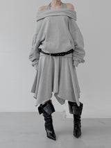 Enri cowl neck hood off-shoulder sweatshirt