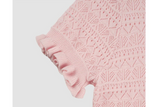 クロシェ ショートスリーブド ニット カーディガン (LIGHT BLUE)