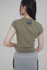 C 90S LINE BASIC T-SHIRT_KHAKI