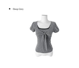 Asso Stripe Lace Puff Bolero Slim Short Sleeve T-Shirt
