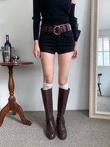 Sculpt Two-Button Spandex Shorts & Belt SET (3 Colors)