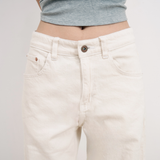 Tiberinus - Darted Barrel Jeans - French Vanilla - Barrel-Leg Jeans with Knee Darts - Cotton Denim