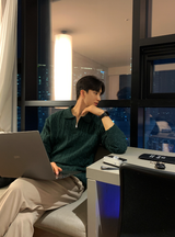 Liu Cable Semi Zip Up Karanite