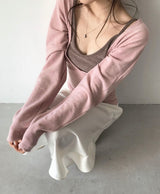 eove pink v sleeveless + wrap slim top set