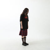 タータンチェックラップスカート RED
