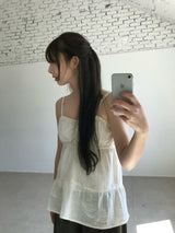 Boho Shirring Sleeveless (Ivory)