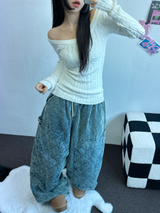 OFF SHOULDER TWISTED SLIN LONG KNIT 🩶🤍🖤3COLOR