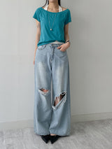 107 Damaged Wide Denim Pants