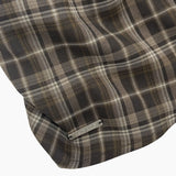 ONE-SHOULDER SHIRRING BLOUSE_CHECK BROWN