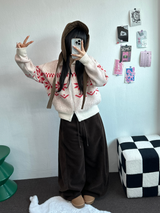 フリース🩷サイドピンタックロングワイドオーバーパンツ 💙🤎🩷🩶🖤5COLOR