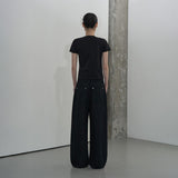 スラッシュピンタックTシャツ (BLACK)
